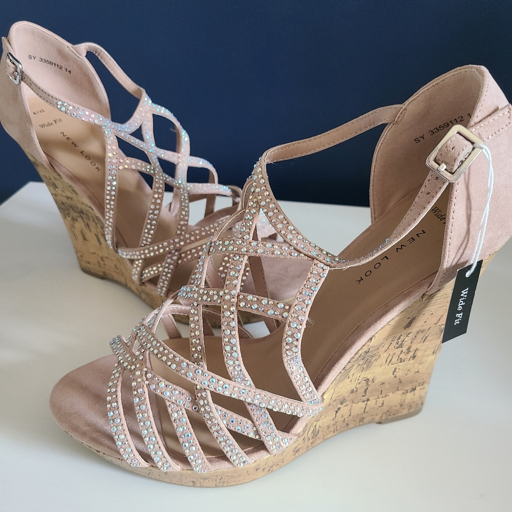 Wow! NEW LOOK Embellished Wedges (Size UK8/US10 wide)